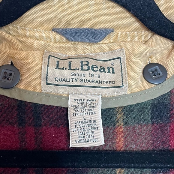 Vintage L.L .Bean Chore Jacket Coat Size LT Beige Wool Blend Button In Lining - Picture 4 of 14